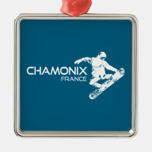 Chamonix France Snowboarder Ornament Aus Metall