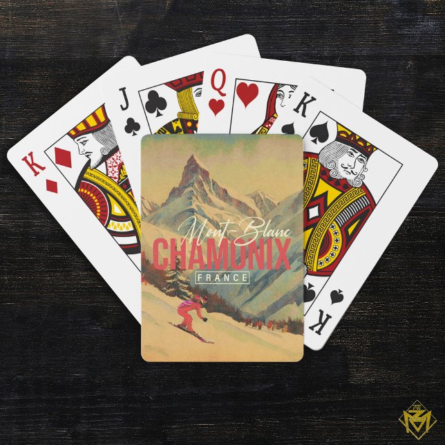 Chamonix France Vintag Mont Blanc Skiing 1950er Spielkarten (Von Creator hochgeladen)