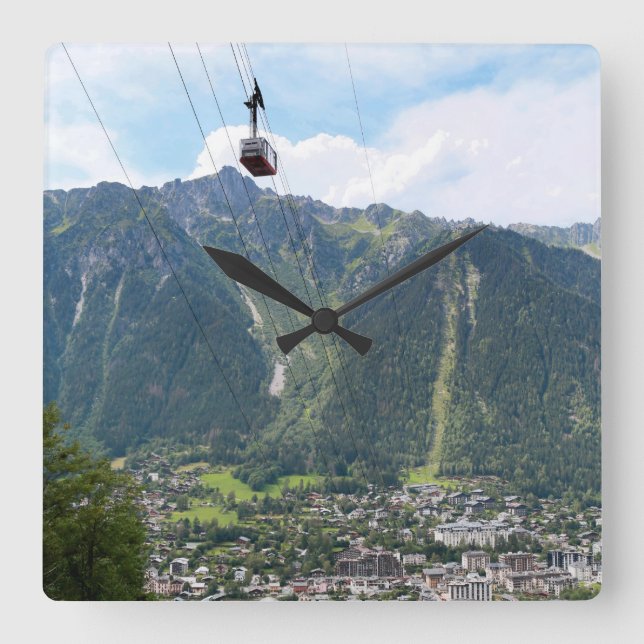 Chamonix - Frankreich Quadratische Wanduhr (Vorderseite)