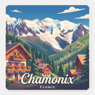 Chamonix Frankreich Quadratischer Aufkleber