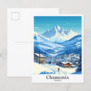 Chamonix Frankreich Reise Kunst Vintage-Illustrati Postkarte