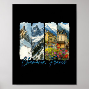 Chamonix Frankreich Reisend Reise Pinselstrich And Poster