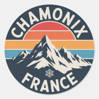 Chamonix Frankreich Retro-Berg-Abzeichen Runder Aufkleber