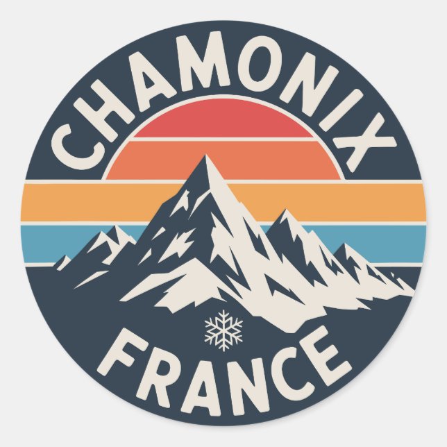 Chamonix Frankreich Retro-Berg-Abzeichen Runder Aufkleber (Vorderseite)