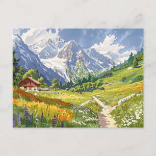 Chamonix, Frankreich Retro Mountain Travel Postkarte