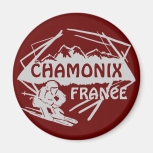 Chamonix Frankreich - Roter Skiglogomagnet Magnet