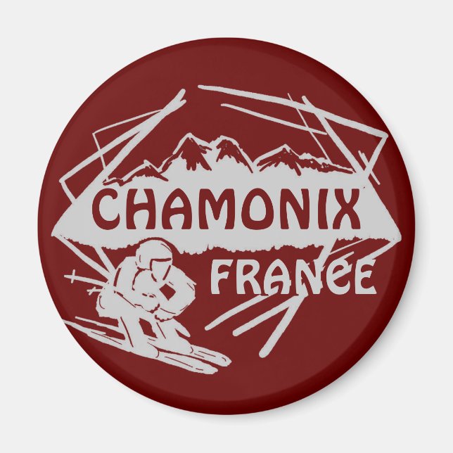 Chamonix Frankreich - Roter Skiglogomagnet Magnet (Vorne)