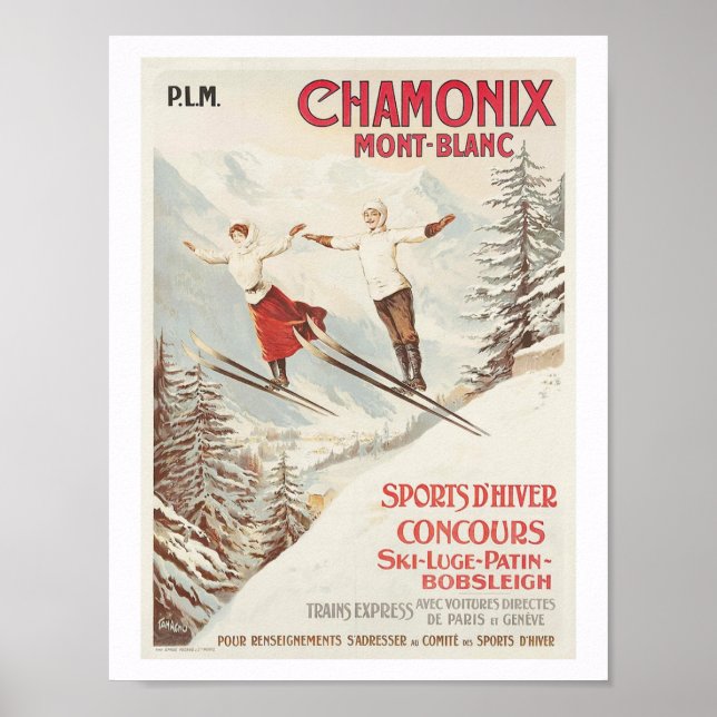 Chamonix Frankreich Ski Poster (Vorne)
