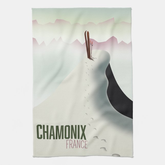 Chamonix Frankreich Skireiseplakat Geschirrtuch (Vertikal)