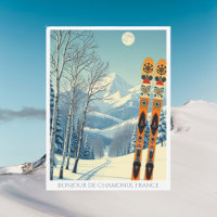 Chamonix Frankreich Skiurlaub Retro Postcard
