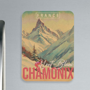 Chamonix Frankreich Vintage Mont Blanc Skifahren 1 Magnet