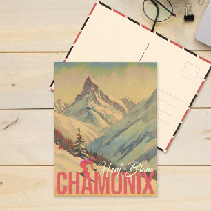 Chamonix Frankreich Vintage Mont Blanc Skifahren 1 Postkarte