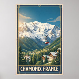 Chamonix Frankreich Vintage Retro Reise Poster