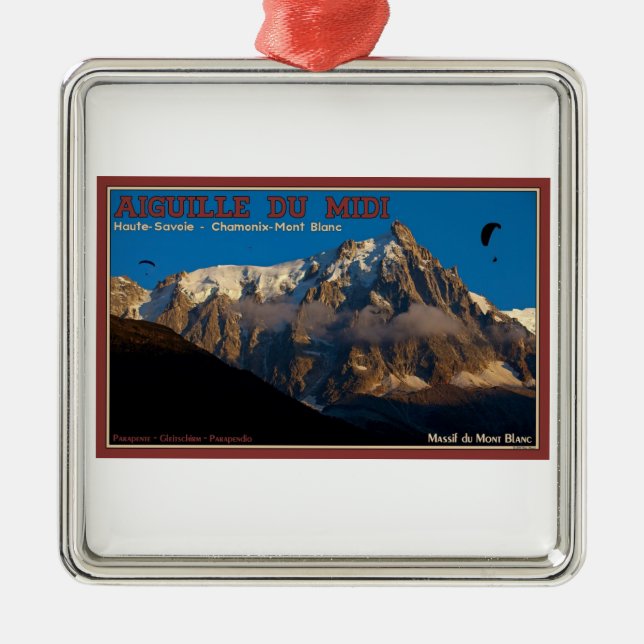 Chamonix - Gleitschirme Silbernes Ornament (Vorne)