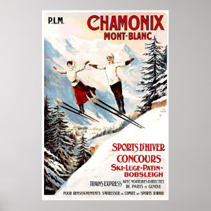 Chamonix Mont-Blanc 1910 POSTERDRUCK A5-A1 Französ Poster