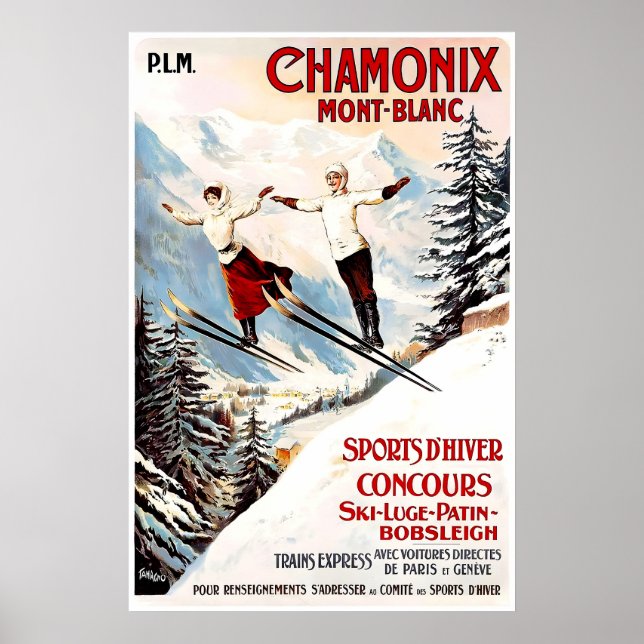 Chamonix Mont-Blanc 1910 POSTERDRUCK A5-A1 Französ Poster (Vorne)