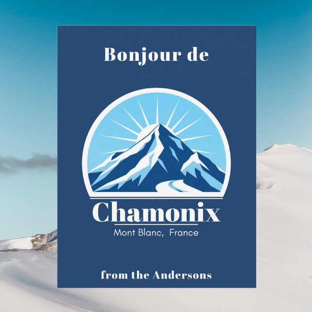Chamonix Mont Blanc Frankreich blaue Postkarte (Von Creator hochgeladen)