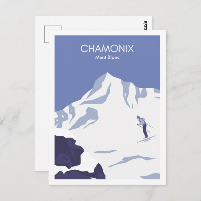 Chamonix Mont Blanc Frankreich - Illustration Postkarte (Vorne/Hinten)