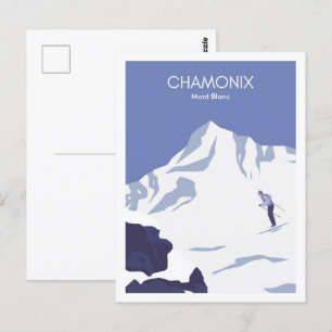 Chamonix Mont Blanc Frankreich Reise Illustration Postkarte