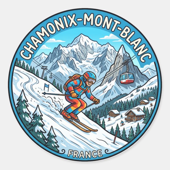 Chamonix Mont Blanc Frankreich Runder Aufkleber (Vorderseite)