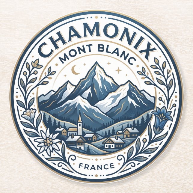 Chamonix-Mont-Blanc Frankreich Runder Pappuntersetzer (Vorderseite)