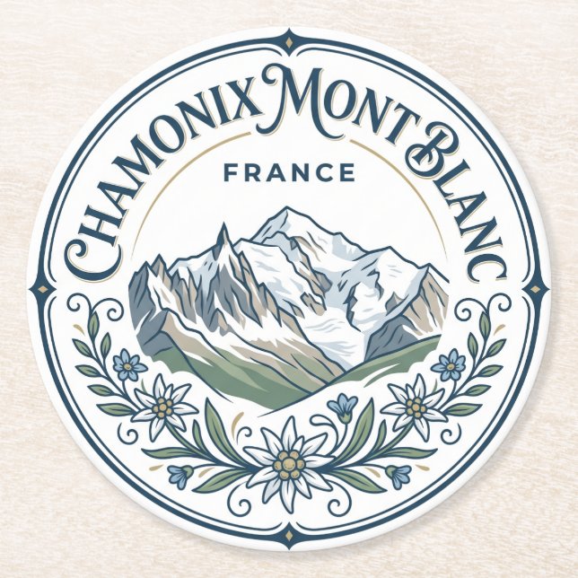 Chamonix-Mont-Blanc Frankreich Runder Pappuntersetzer (Vorderseite)