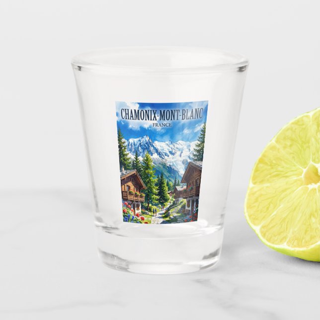 Chamonix-Mont-Blanc Frankreich Schnapsglas (Vorderseite)