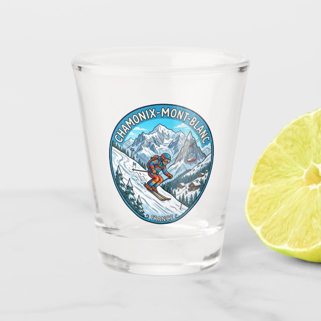 Chamonix Mont Blanc Frankreich Schnapsglas (Vorderseite)