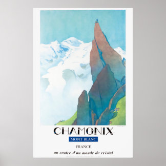 Chamonix, Mont-Blanc Frankreich, Travel Ski Poster
