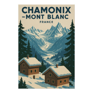 CHAMONIX — MONT BLANC Reise Poster