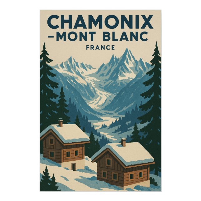 CHAMONIX — MONT BLANC Reise Poster (Vorderseite)