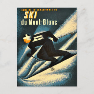 Chamonix Mont Blanc Schnee Vintage Französisch Ski Postkarte