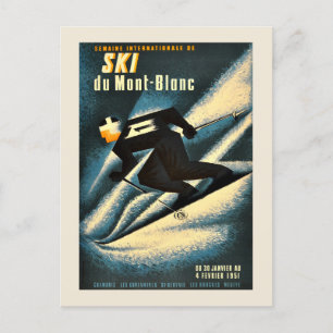 Chamonix Mont Blanc Vintage Französisch Skifahren Postkarte