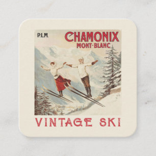 Chamonix Mont Blanc Vintage Französischer Skifahre Begleitkarte