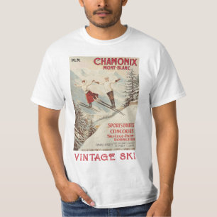 Chamonix Mont Blanc Vintage Französischer Skifahre T-Shirt