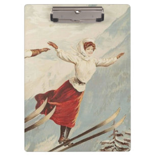 Chamonix Mont Blanc Vintage französisches Skifahre Klemmbrett