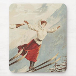 Chamonix Mont Blanc Vintage französisches Skifahre Mousepad