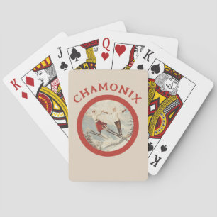 Chamonix Mont Blanc Vintage französisches Skiposte Spielkarten