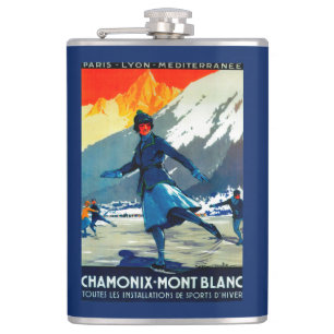 Chamonix-Mont Blanc Vintage Poster Europa Flachmann