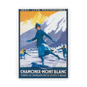 Chamonix Mont Blanc Vintage-Reiseposter Magnet