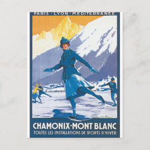 Chamonix Mont Blanc Vintage Reiseposter Postkarte