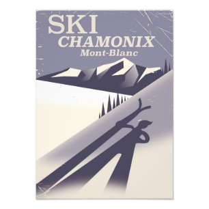Chamonix-Mont-Blanc Vintage-Ski-Plakat Fotodruck