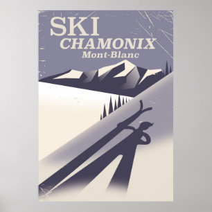 Chamonix-Mont-Blanc Vintage-Ski-Plakat Poster