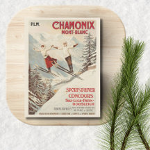 Chamonix Mont Blanc Vintager französischer Skifahr