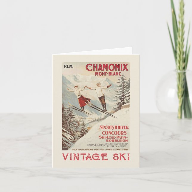 Chamonix Mont Blanc Vintages französisches Skipost (Vorderseite)