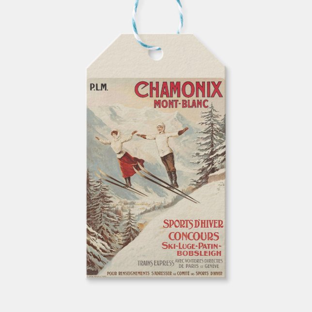 Chamonix Mont Blanc Vintages französisches Skipost Geschenkanhänger (Vorderseite)