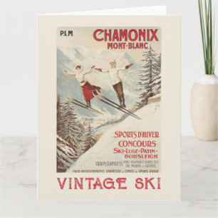 Chamonix Mont Blanc Vintages französisches Skipost Karte