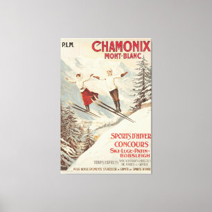 Chamonix Mont Blanc Vintages französisches Skipost Leinwanddruck