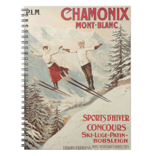 Chamonix Mont Blanc Vintages französisches Skipost Notizblock