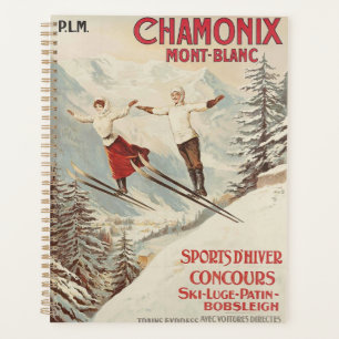 Chamonix Mont Blanc Vintages französisches Skipost Planer